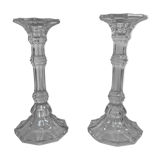 Pair of glass candle holders