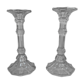 Pair of glass candle holders
