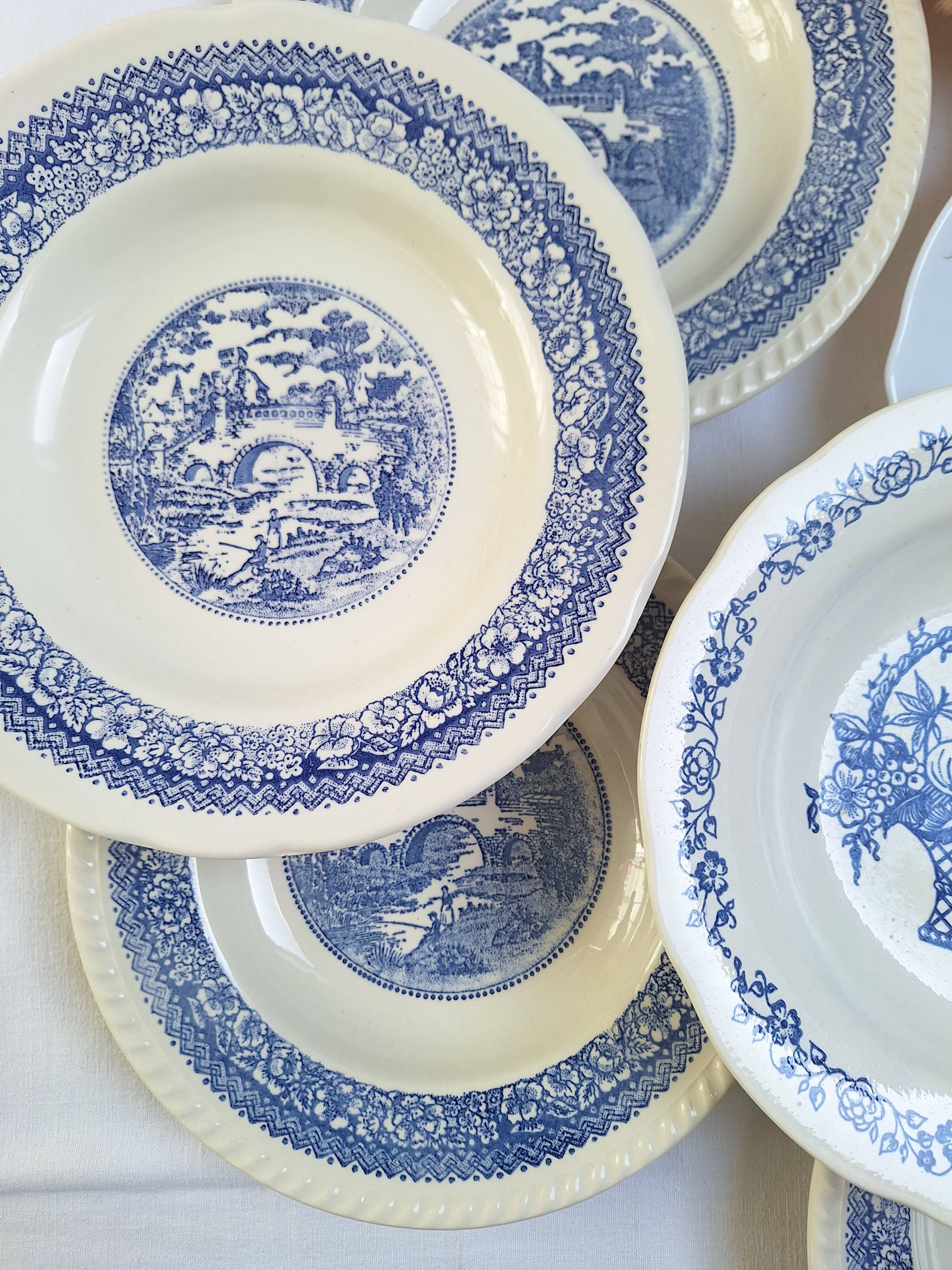 Vintage blue deep plates
