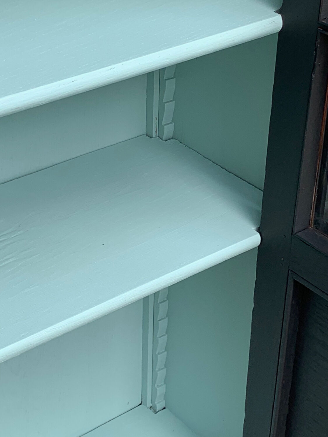 Armoire parisienne vitrée noire et vert grisé 150cm