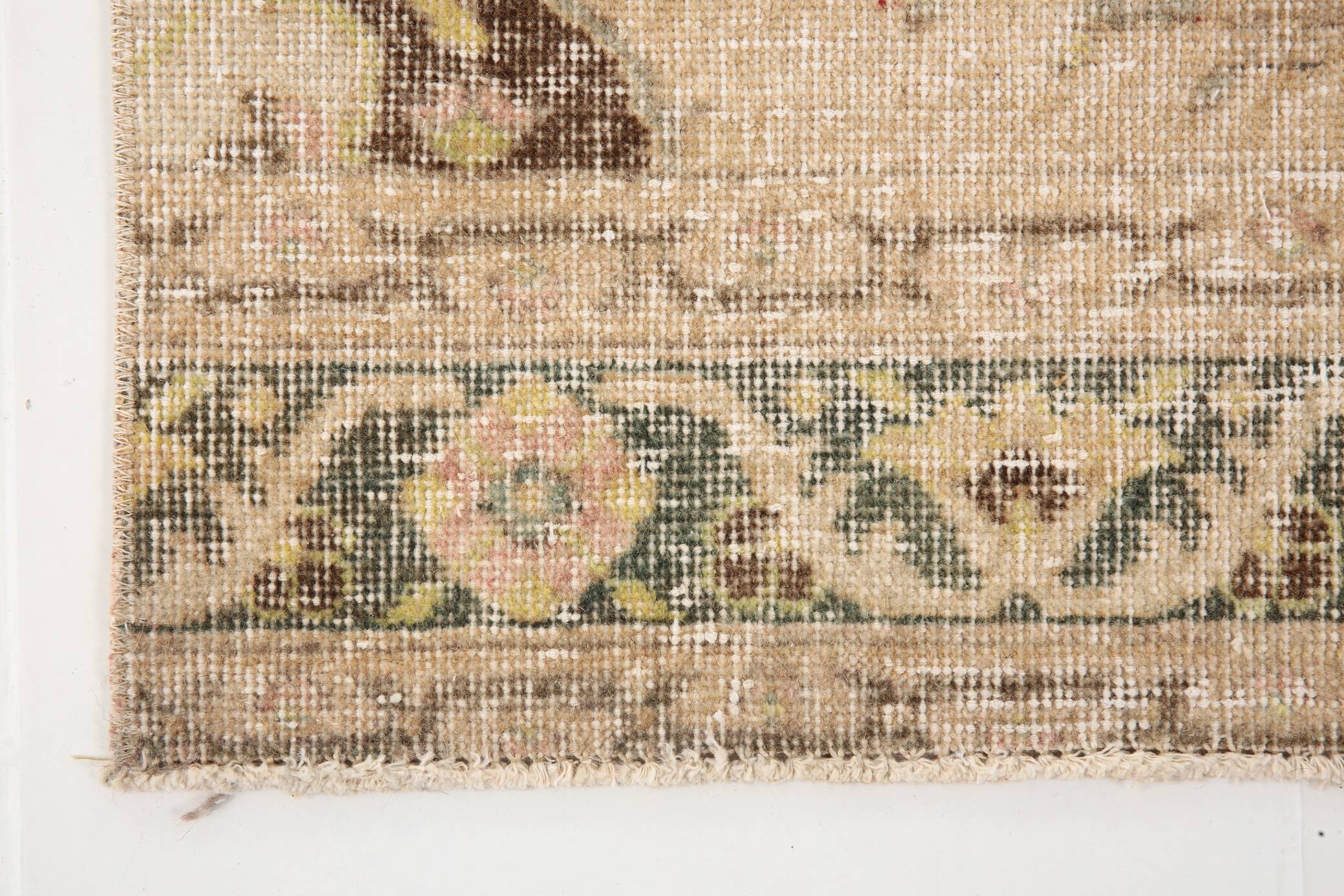 3x13 Persian Cream & Brown Oriental Vintage Runner Rug, 91x392Cm