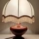 Wooden foot table lamp, charleston dome lampshade, Roaring Twenties style
