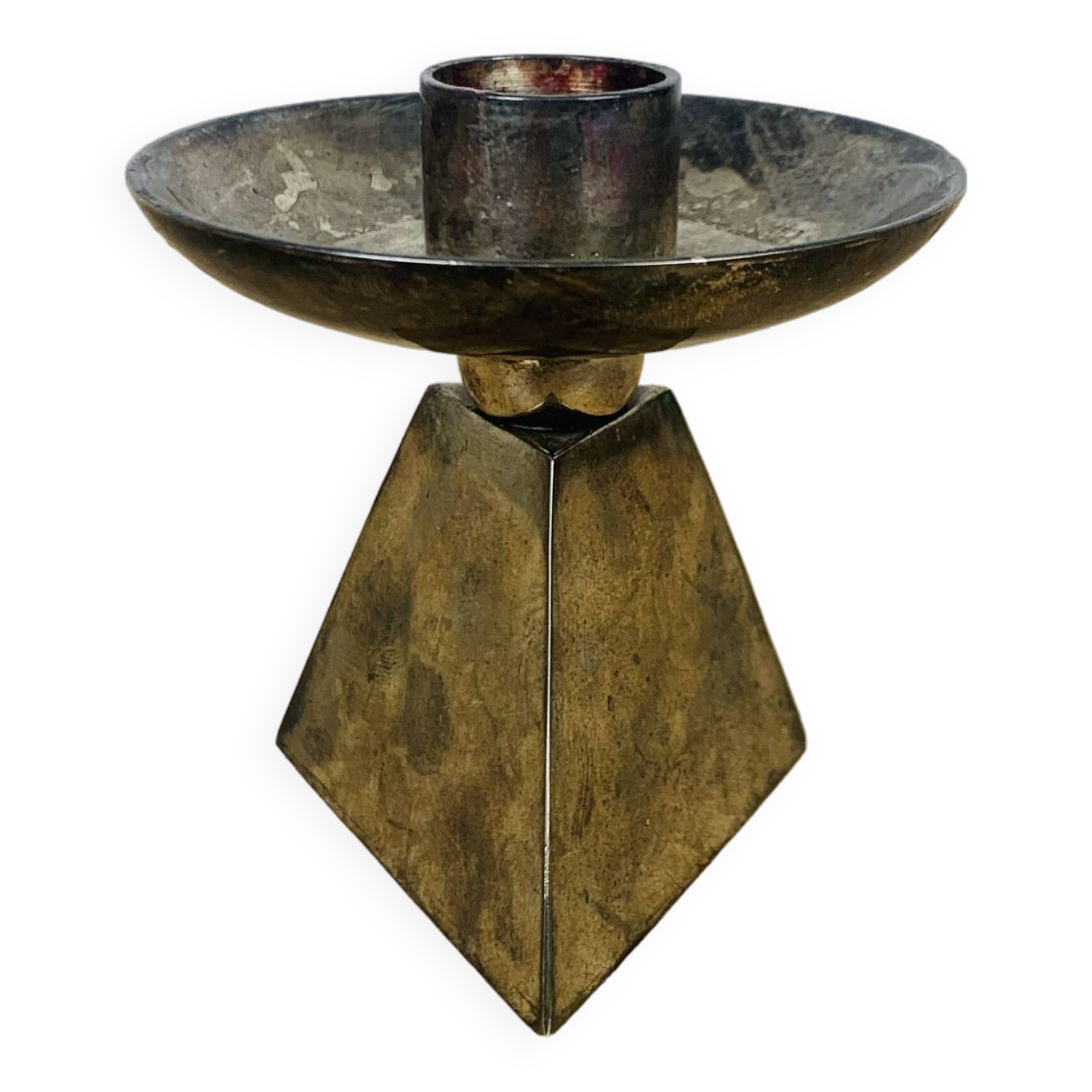 Triangle silver metal candle holder