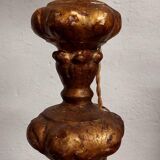 Antique 18th century candlestick lamp, gilded wood, electrified