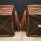 Pair of Vintage Brutalist armchairs from the 60s in leather and solid oak