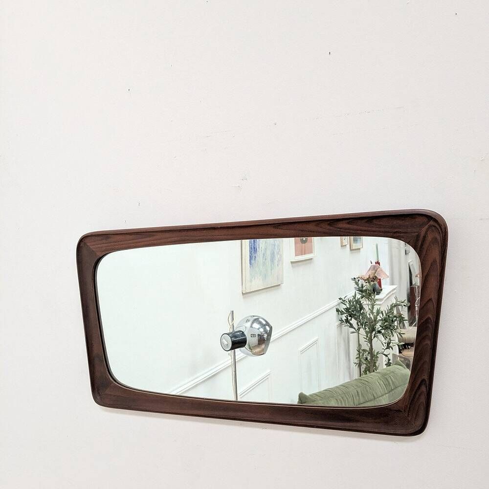 Vintage Scandinavian teak mirror from the 1960s.