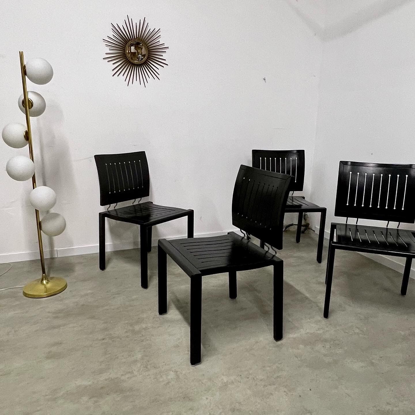 Lot 4 old vintage design chairs Dieticker Bruno Rey black wood year 70