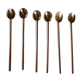 6 golden cocktail spoons