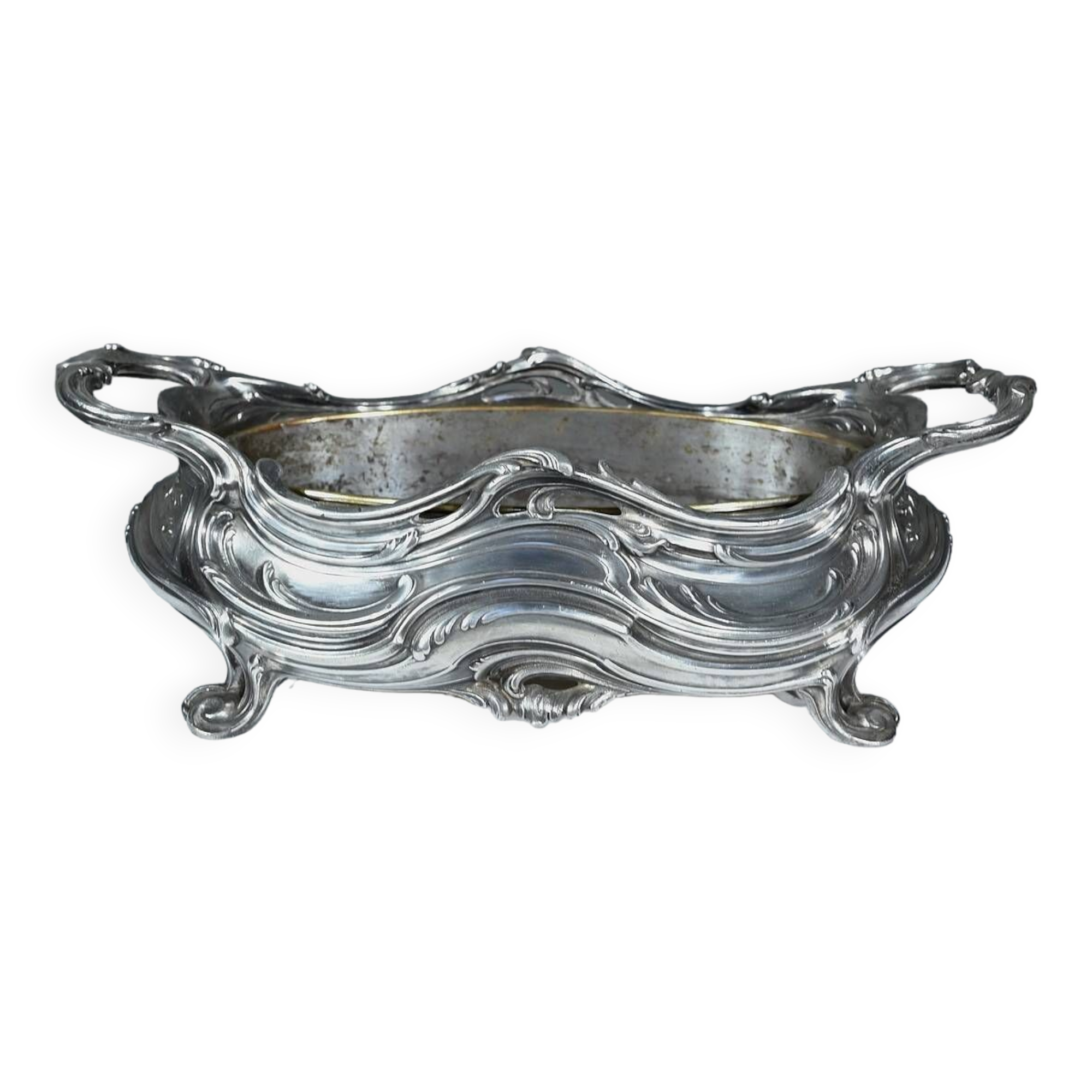 Silvered Bronze Planter, Victor Saglier, Art Nouveau – Late 19th Century
