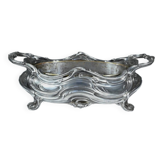 Silvered Bronze Planter, Victor Saglier, Art Nouveau – Late 19th Century