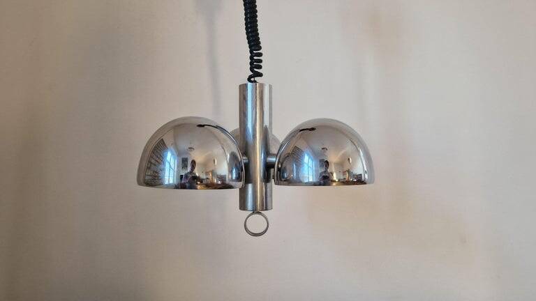 Midcentury Chrome Space Age Chandelier/Pendant Hillebrand, Germany, 1970s