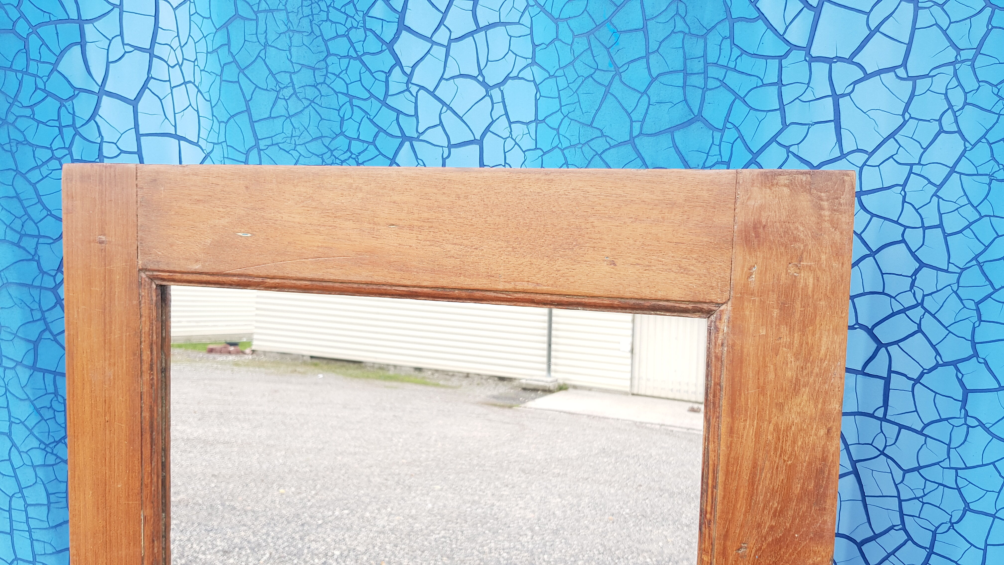 Large foot mirror made of natural Burmese teak