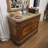 Marquetry commode Napoleon III – Marble top – Gilded bronzes