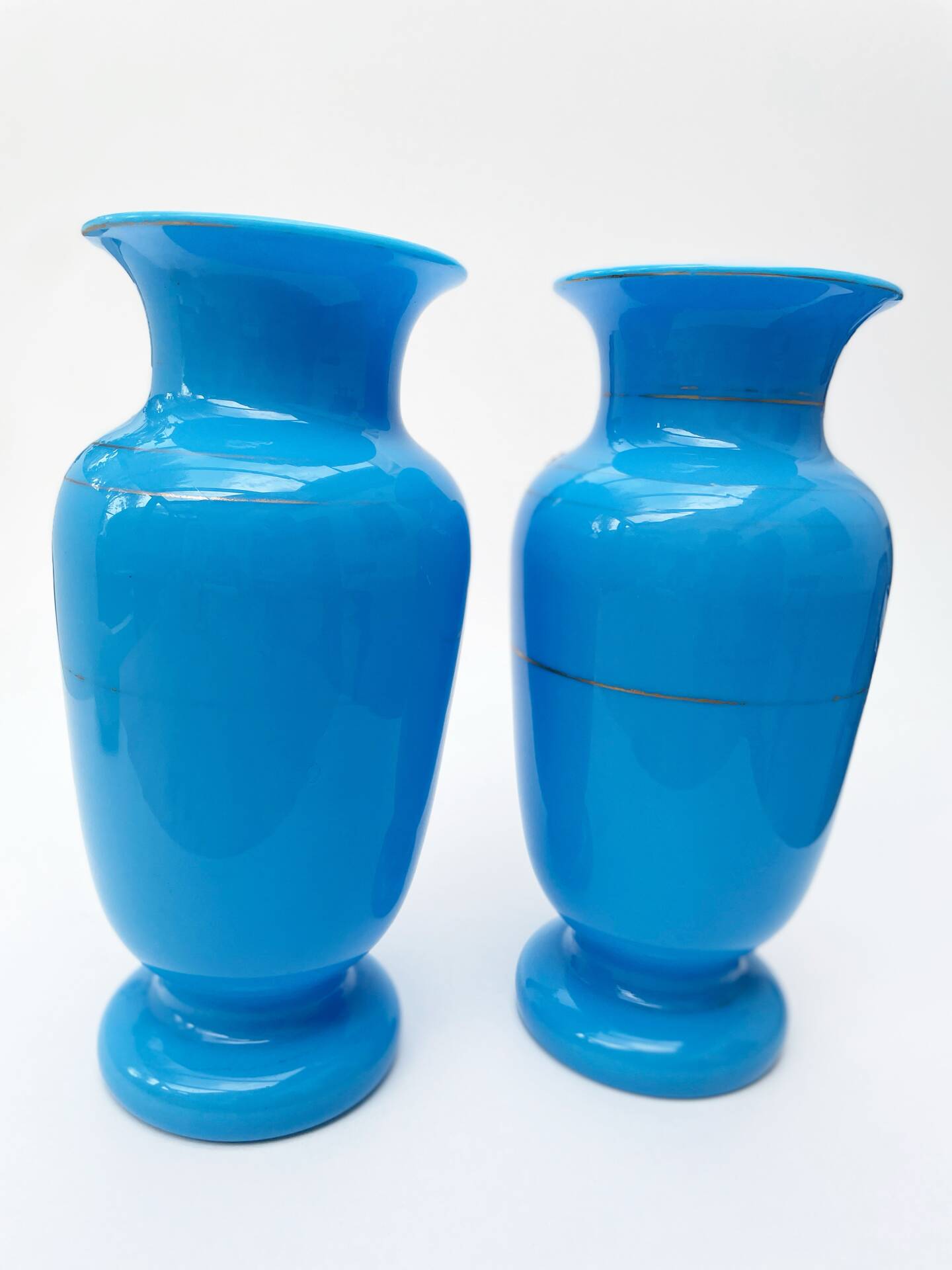 Pair of blue opaline vases