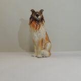 Vintage Ceramic Sitting Collie Dog Sculpture