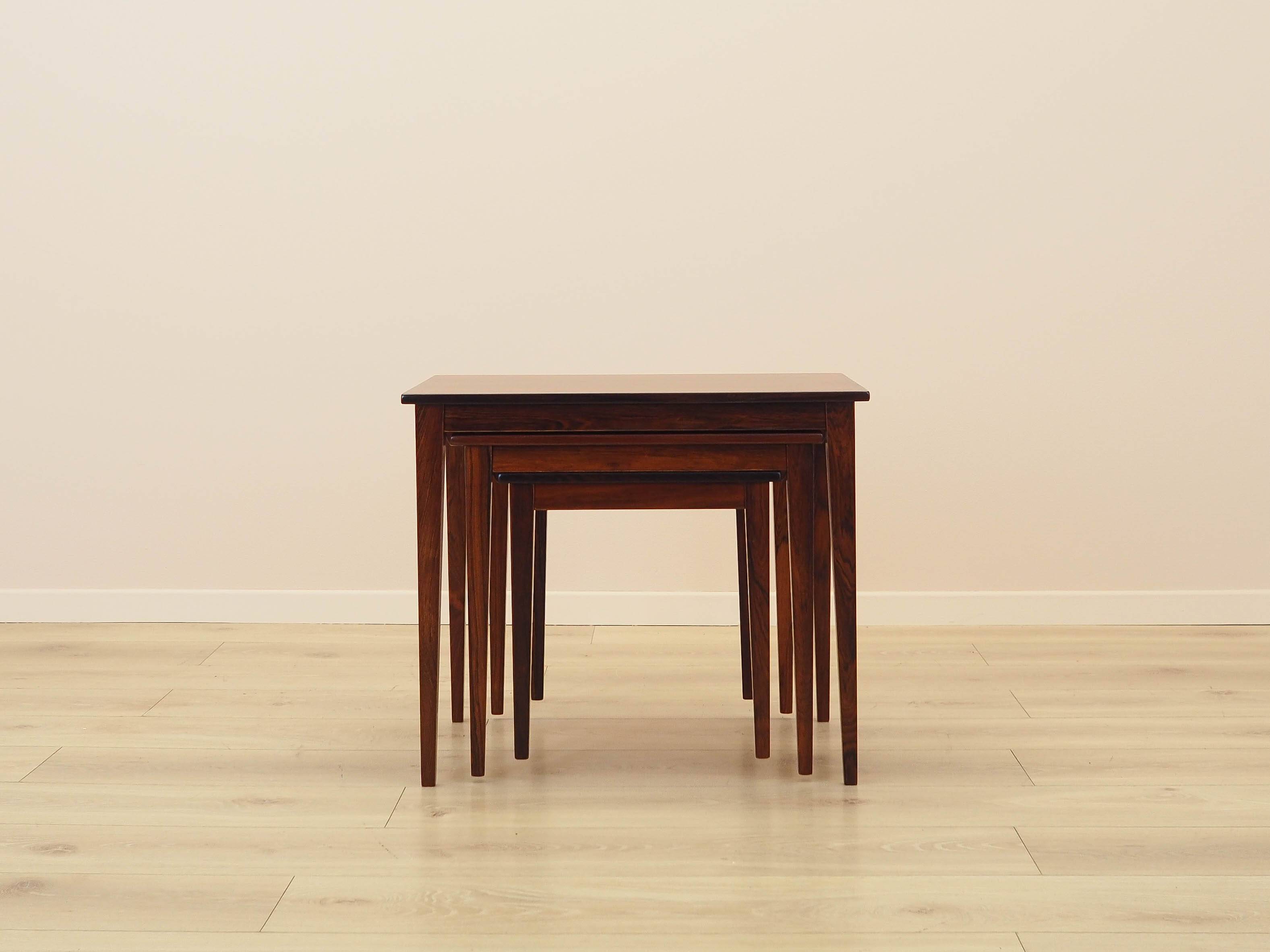 Set of three rosewood coffee tables, Danish design, 1960s, made in Denmark