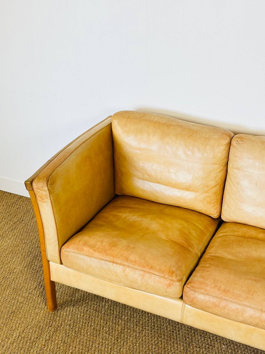 Vintage Scandinavian leather sofa Stoby 1960