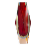 Murano 'Sommerso' large facet cut glass vase