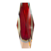 Murano 'Sommerso' large facet cut glass vase
