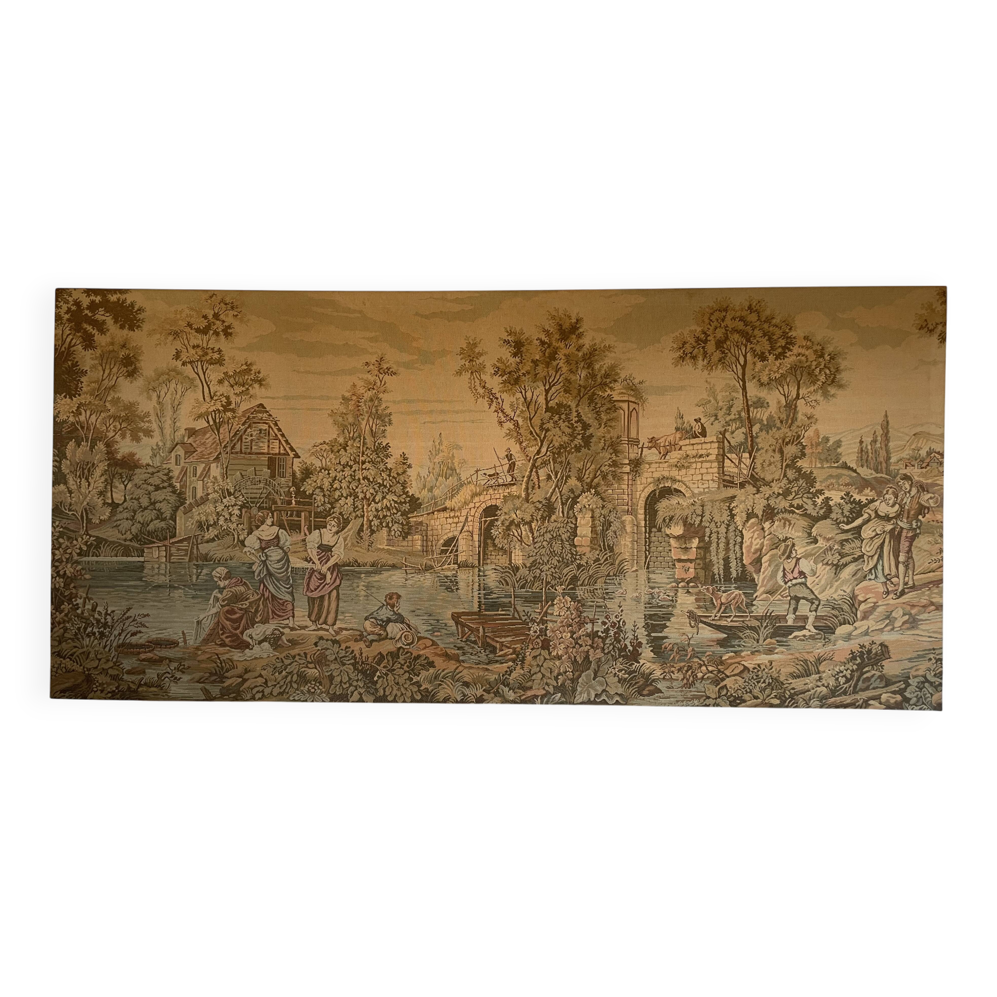 French Tapestry Panoramic Early 20th Century