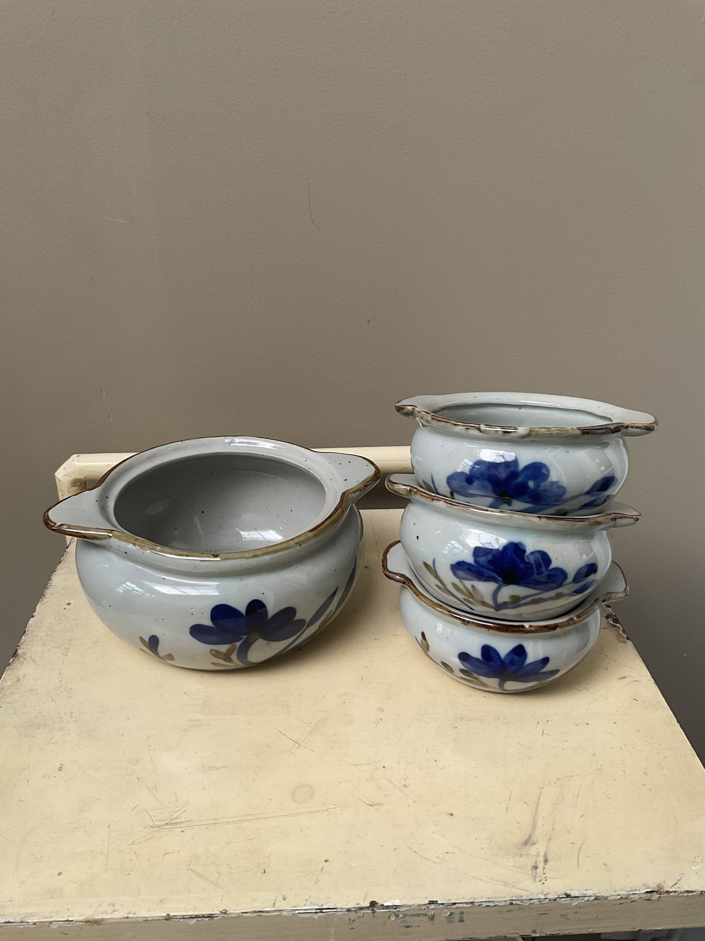 Lot de 3 bols et 1 pot vintage en céramique