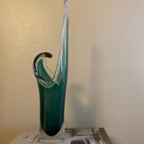 Shell crystal art sculpture vase by Paul Kedelv for Flygsfors, Scandinavian glass