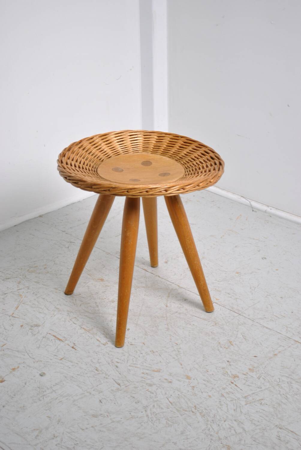 Rattan stool by Jan Kalous for Úluv 1960s