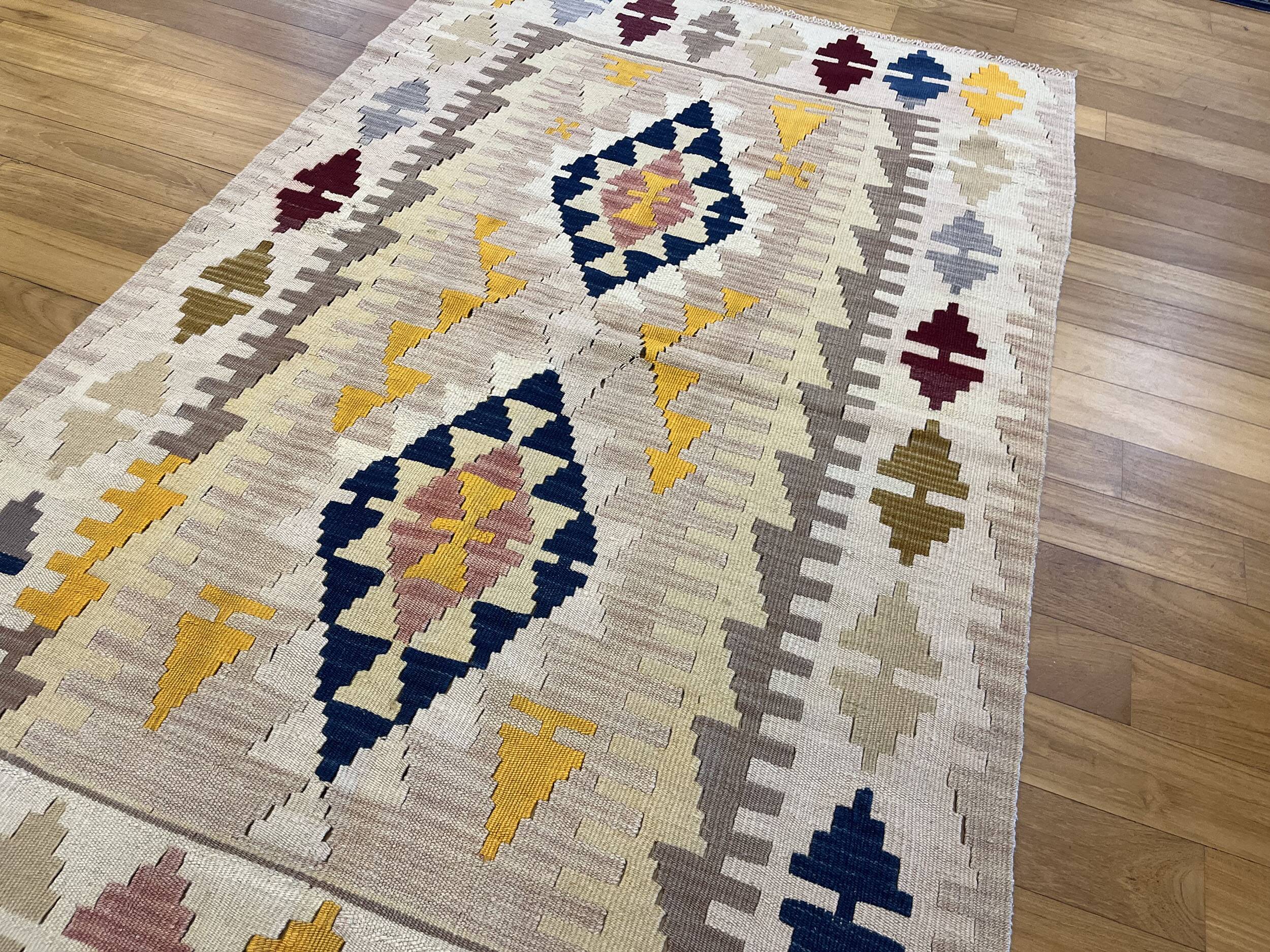 Tapis Kilim Vintage Pastel Fait Main