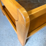 Wood and smoked glass coffee table from the 80s