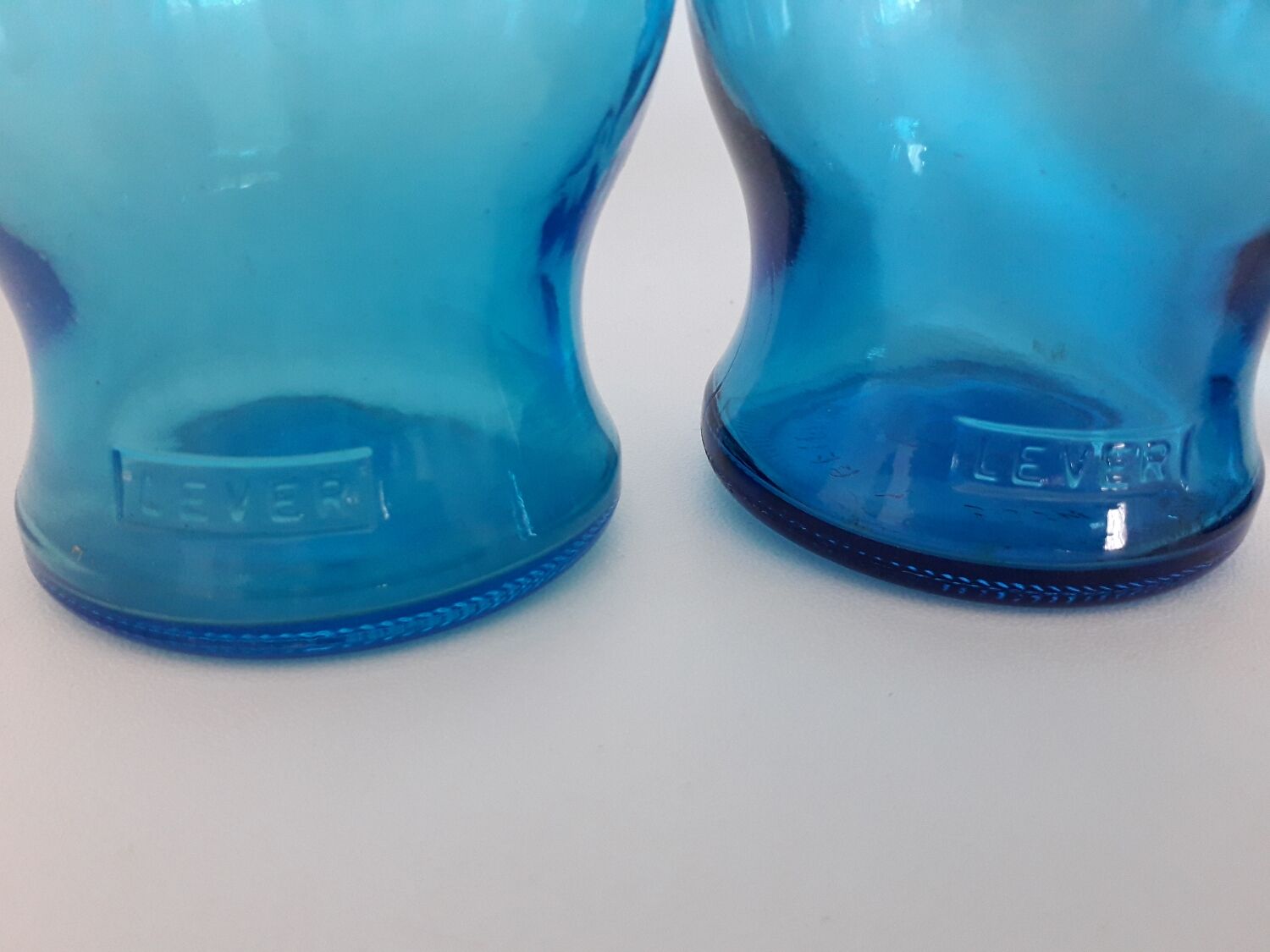 Set of blue glass jars