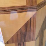 Postmodern octagonal gueridon in sycamore and rosewood, 1980–1990