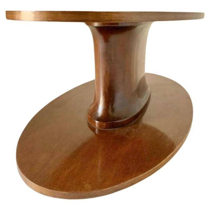 Vintage oval coffee table in solid walnut, Italy 1960s