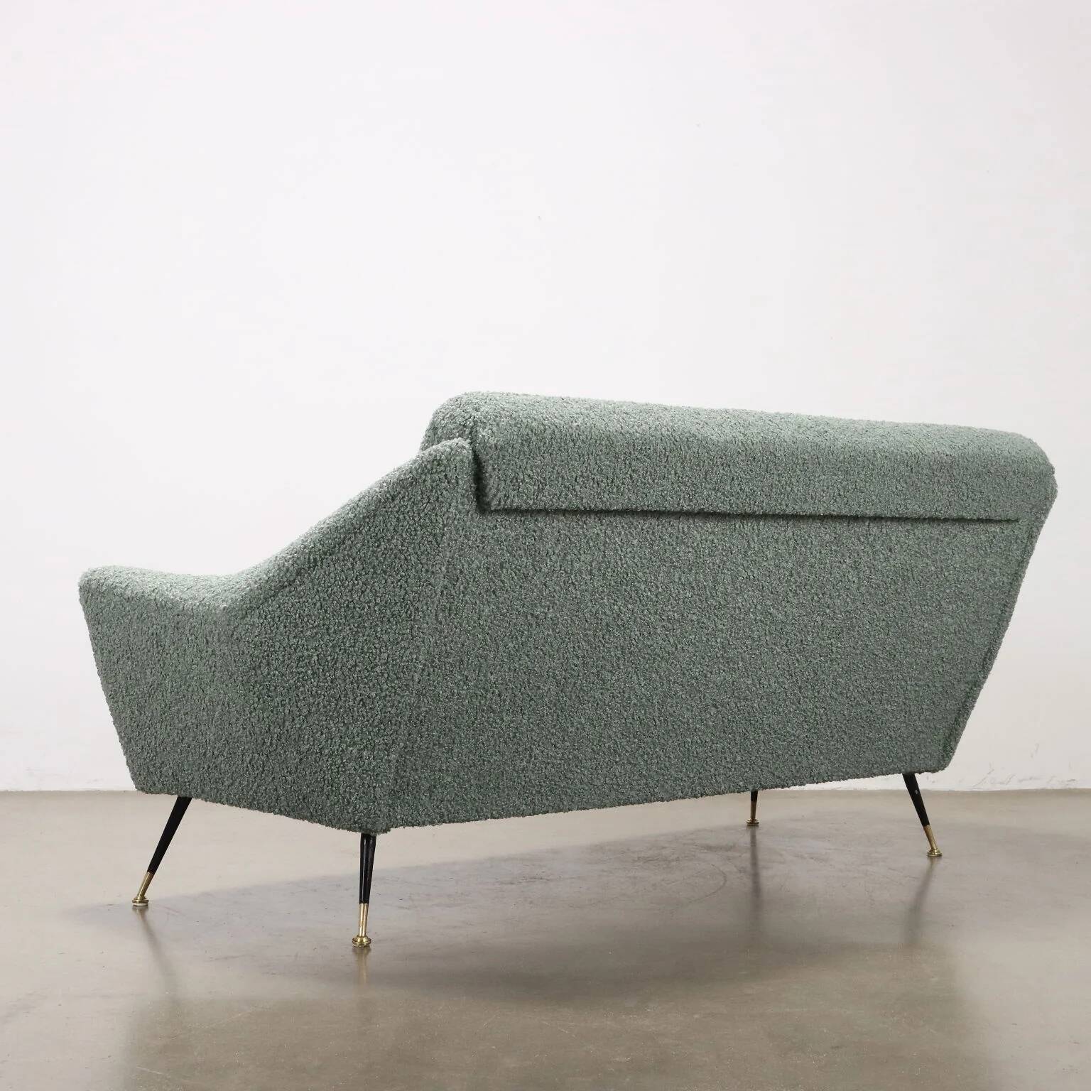 Canapé vintage des années 1950-60 avec revêtement en tissu d’origine, Italie