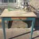 Table de ferme d'appoint patine turquoise