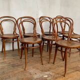 Set of 8 chairs in curved wood Art Nouveau, by Fischel Kohn