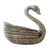 Vide-poche cygne en métal argenté 1970