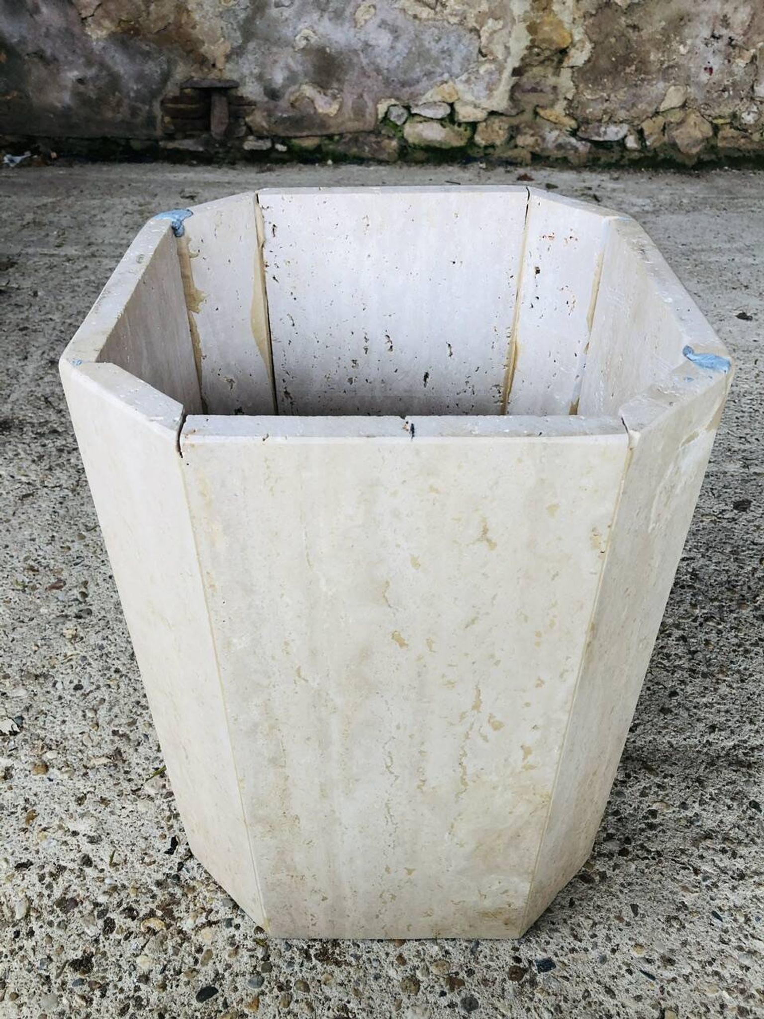 Table basse en travertin octogonale, vintage circa 70/80