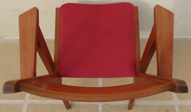 1950s design office chair with compass feet and red Sky seat
