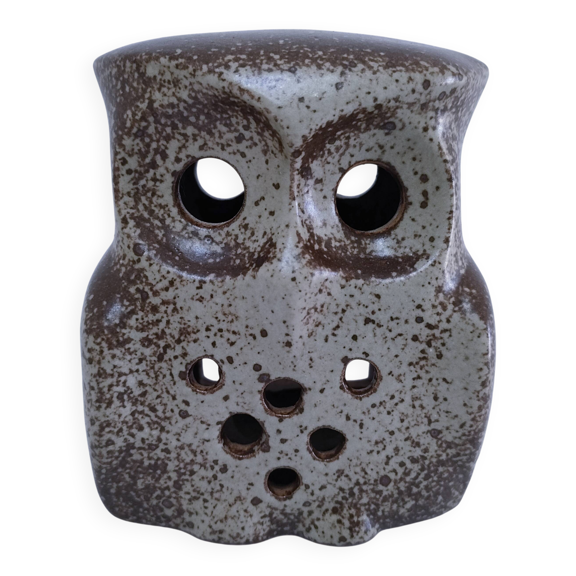 vintage pyrite stone owl candlestick