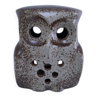 vintage pyrite stone owl candlestick