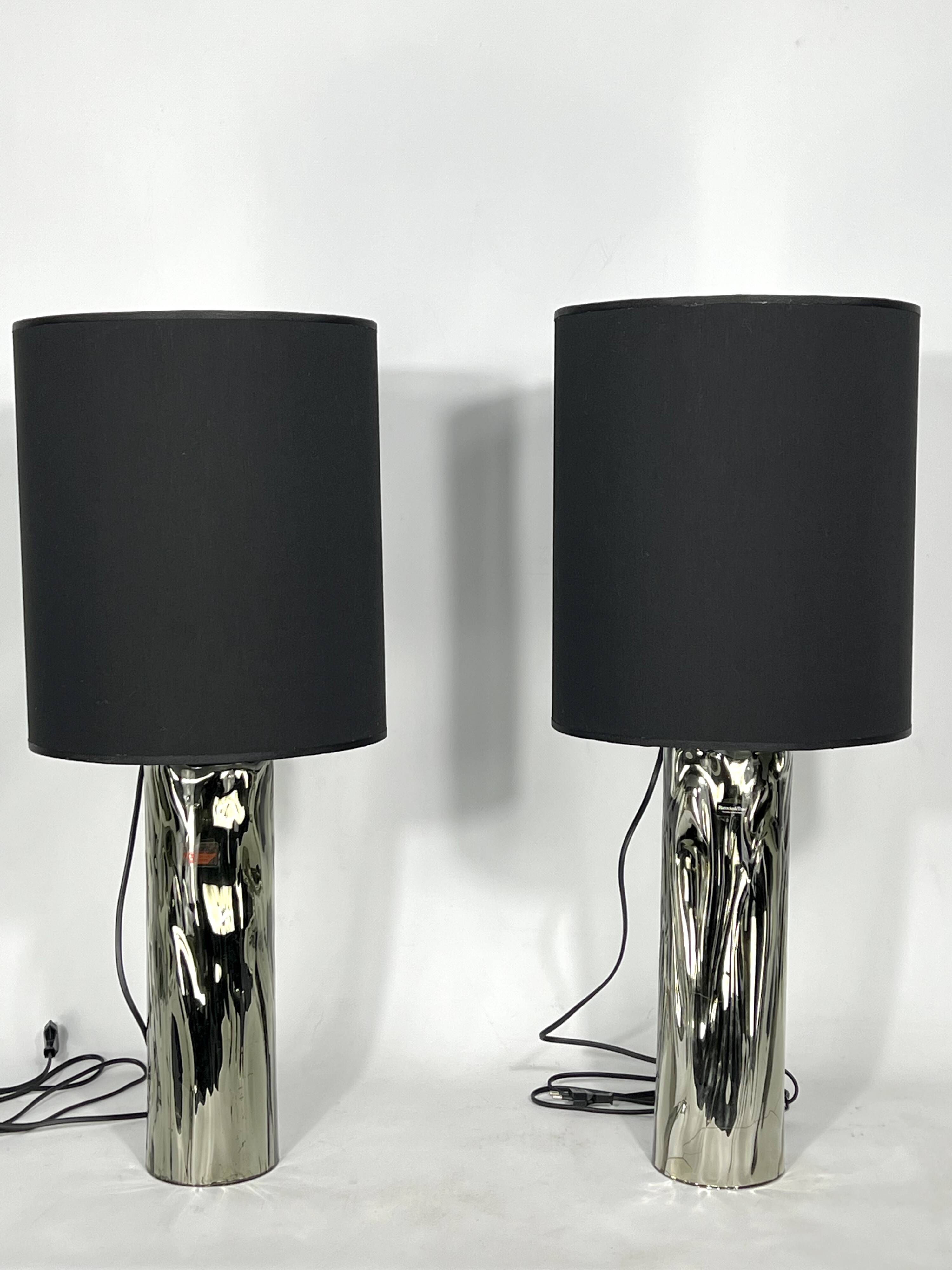 Barovier & Toso, pair of Murano glass table lamps from 70s. Labeled