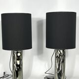 Barovier & Toso, pair of Murano glass table lamps from 70s. Labeled