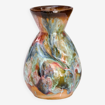 West Germany vase enamelled with multicolored flames and foam