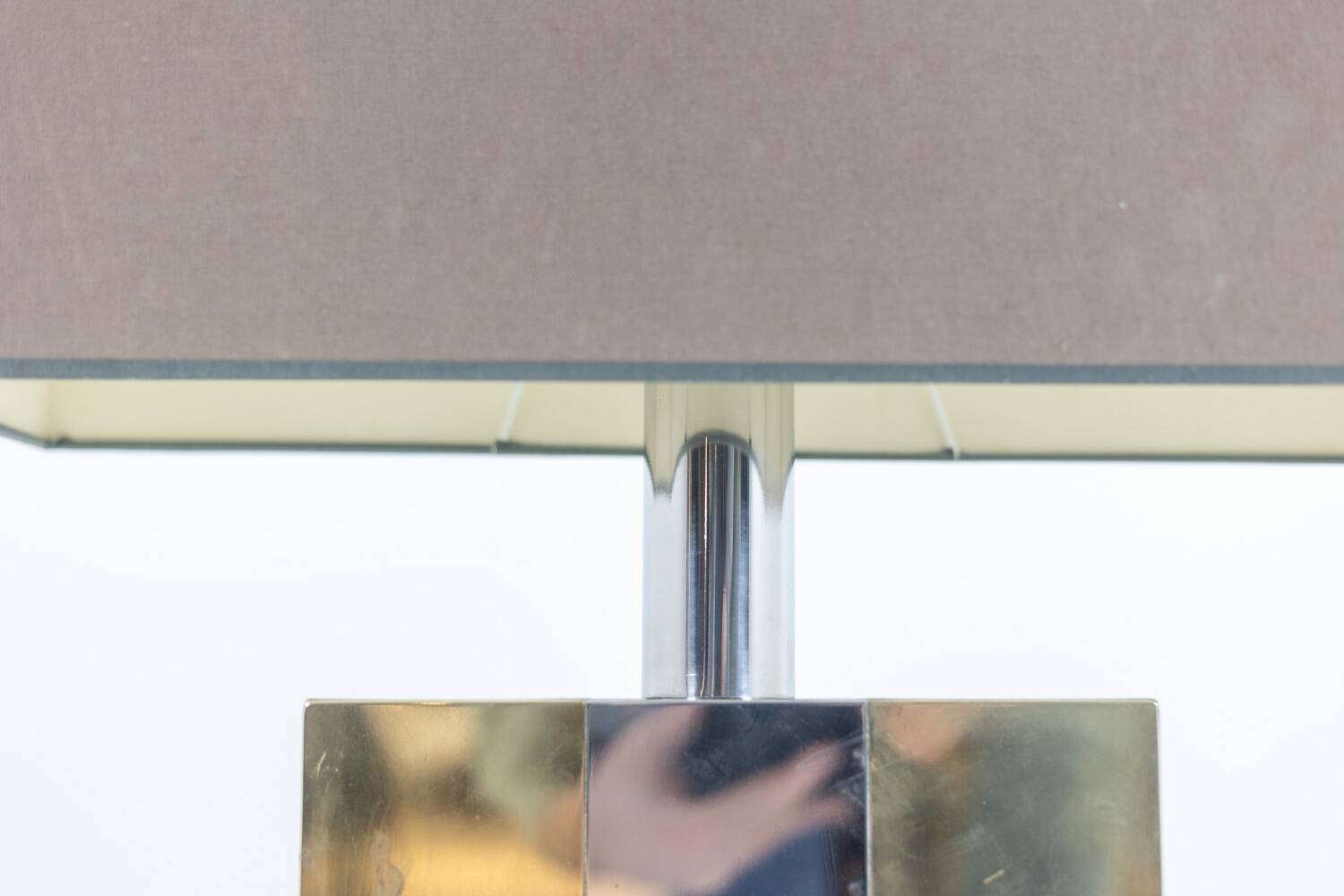 Sandro Petti. Geometric lamp in silvered and gilded metal. 1970s.