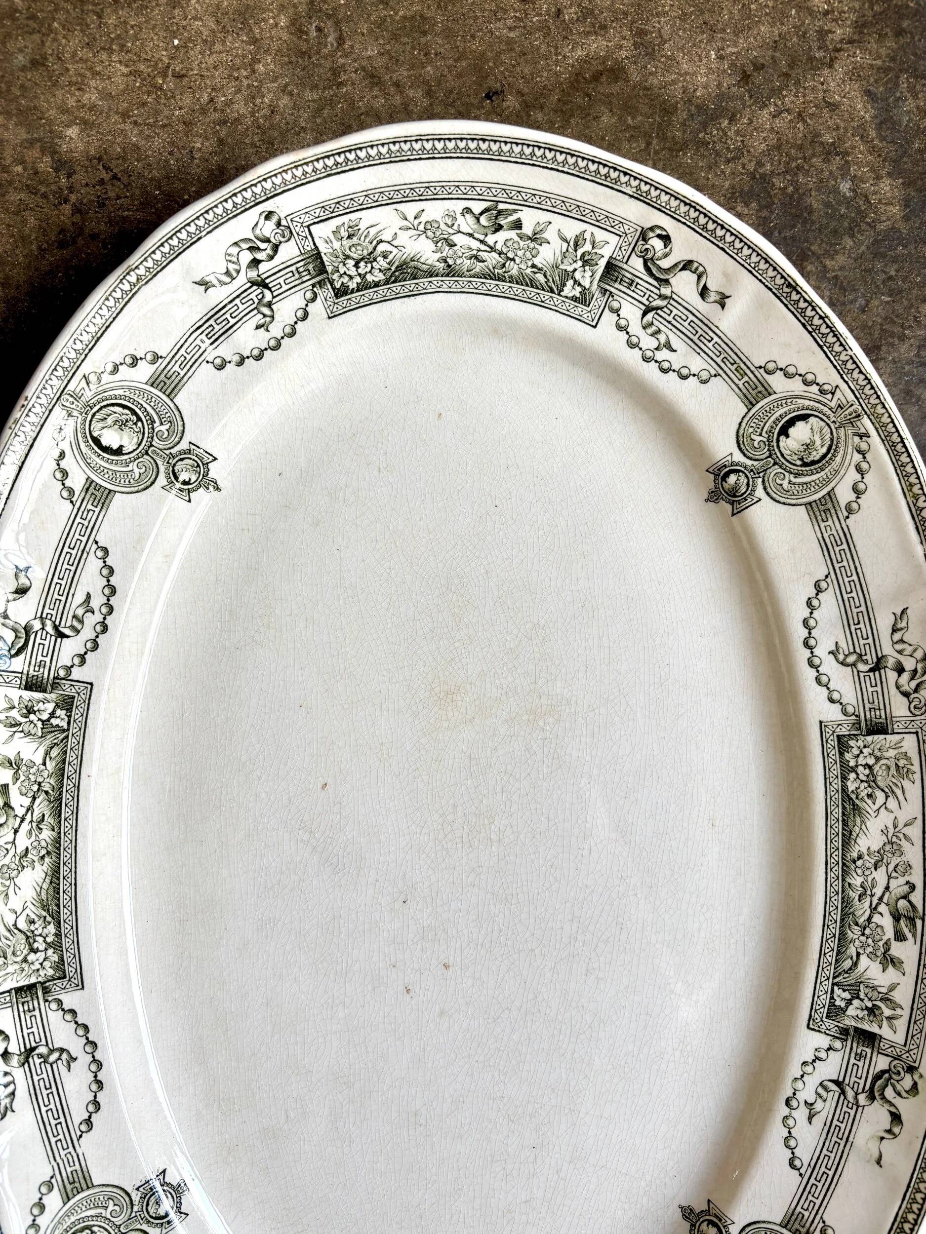 Oval ironstone dish from St Amand and Hamage, "Medallion" service