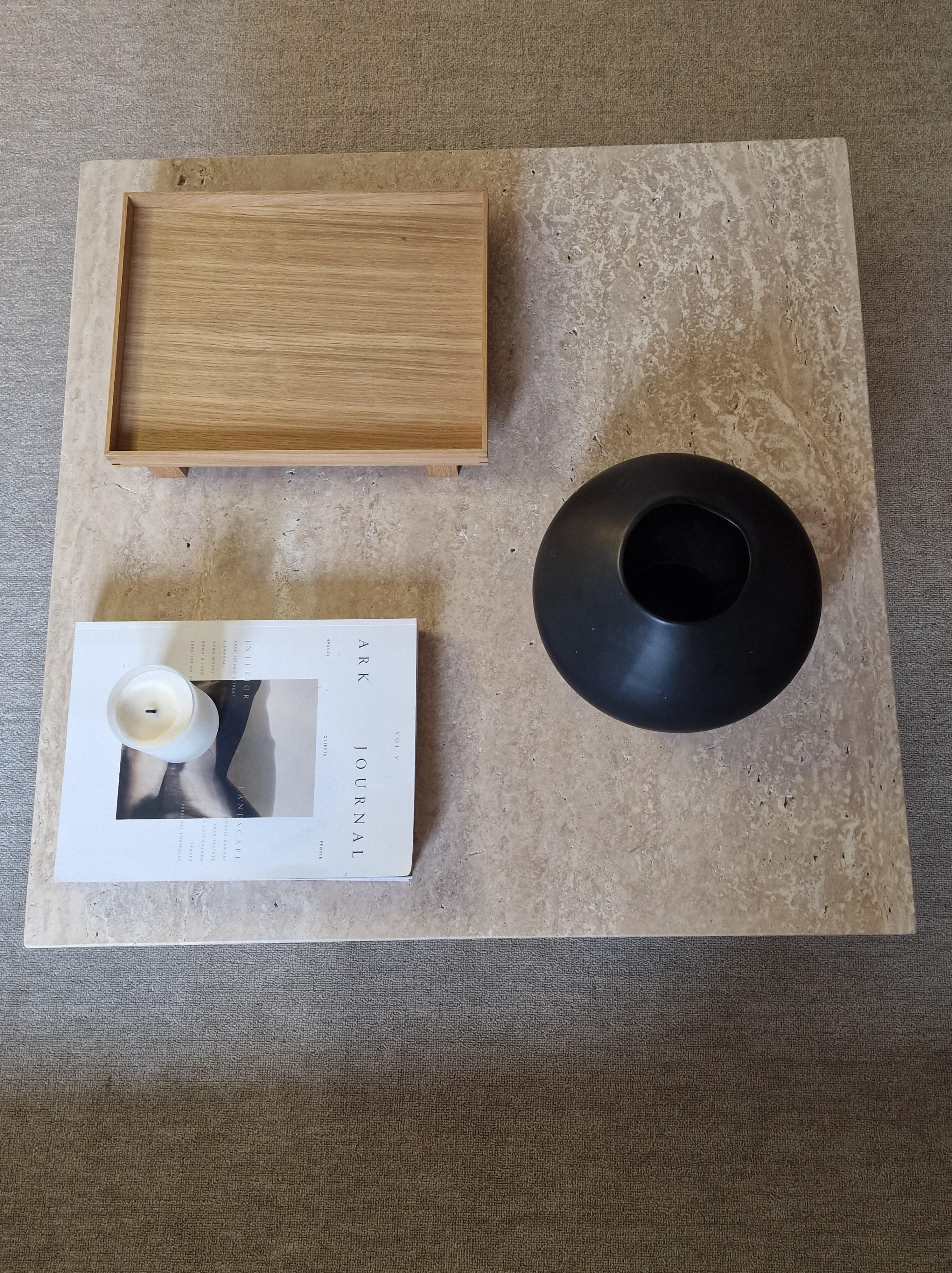 Natural travertine square Kalia coffee table 90x90