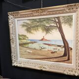 Signed painting The port of Antibes