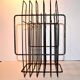 VINTAGE 1960-1970 graphic vinyl record holder in black metal