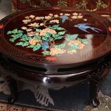 Circular wooden coffee table with bird decoration China Far East