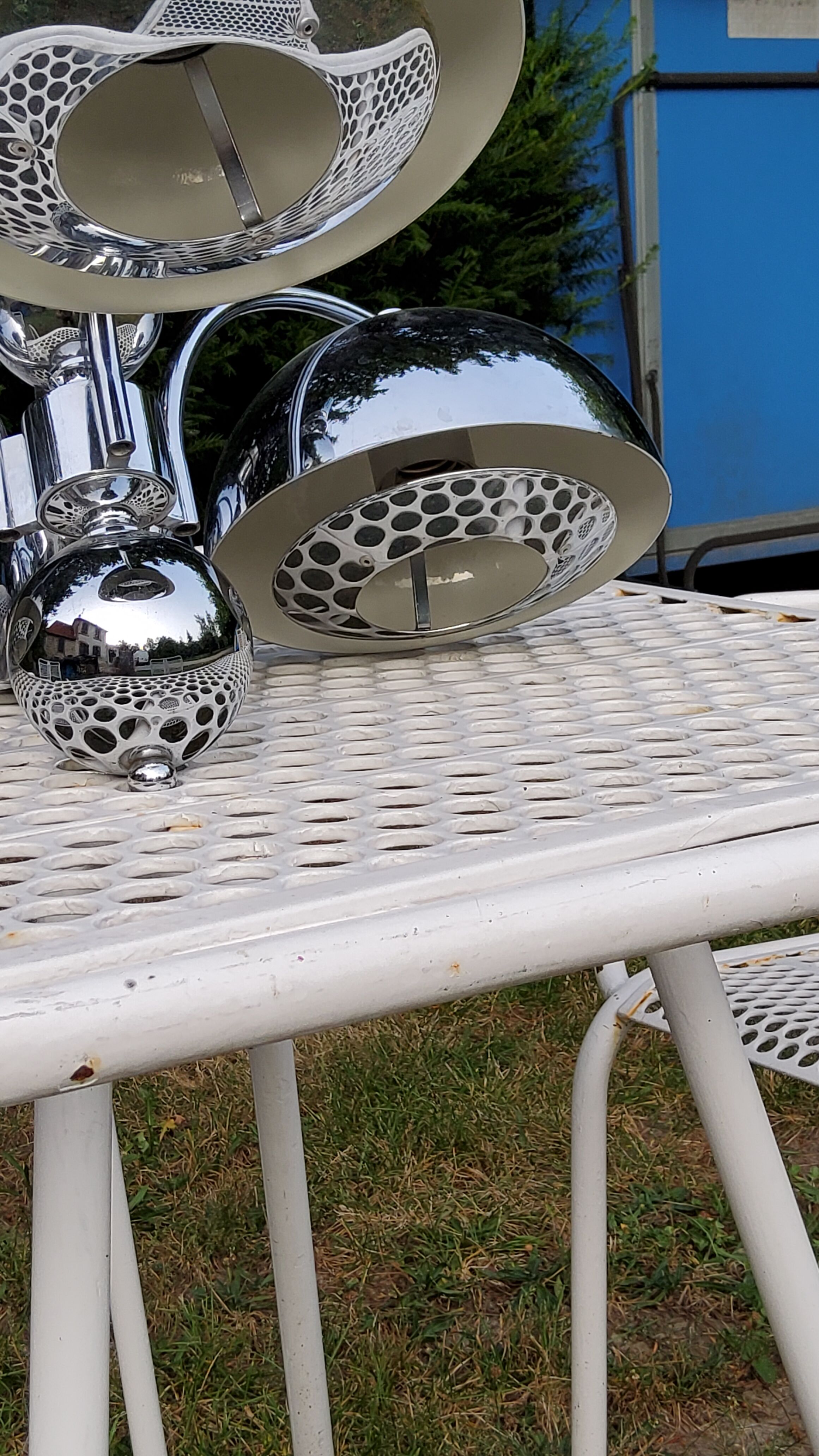Italian design chandelier in chrome metal 3 lights Rolly 1973